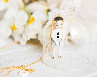 Romantic porcelain doll statement necklace with beautiful details