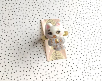 ceramic cat jewelry, kawaii cat porcelain ring 'le chat' for cat lovers