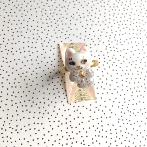 bague porcelaine 'le chat'