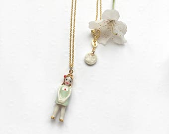 Mini Lily porcelain doll necklace