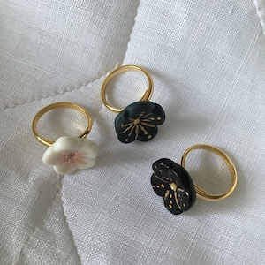 Sakura porcelain adjustable ring, porcelain sakura, ceramic ring