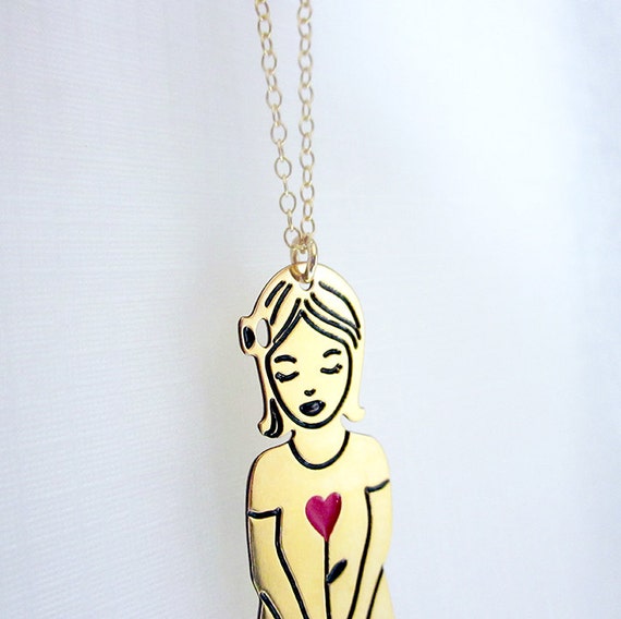 collier poupée Aurore doré