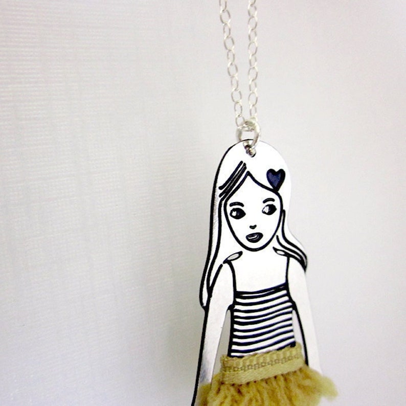 silver doll necklace, ballerina Colette image 1