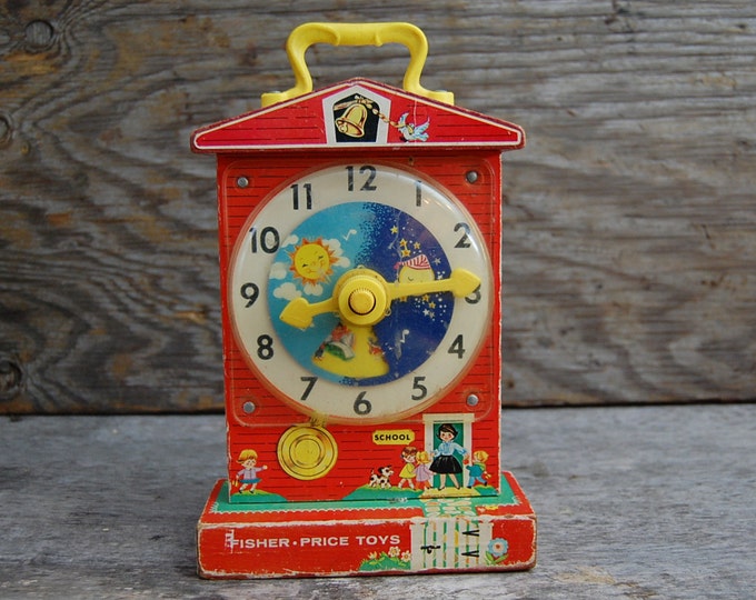 Vintage 1960's Fisher Price Music Box Teaching Clock 998 Etsy