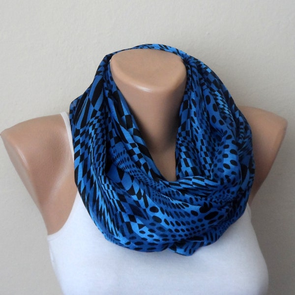 royal blue infinity scarf royal blue black chiffon loop scarf women scarves trendy scarf fashion accessories gift for her