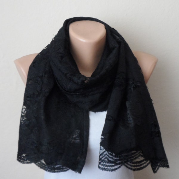 black scarf lace fabric tears black shawls black wrap fashion scarf women scarves gift for her