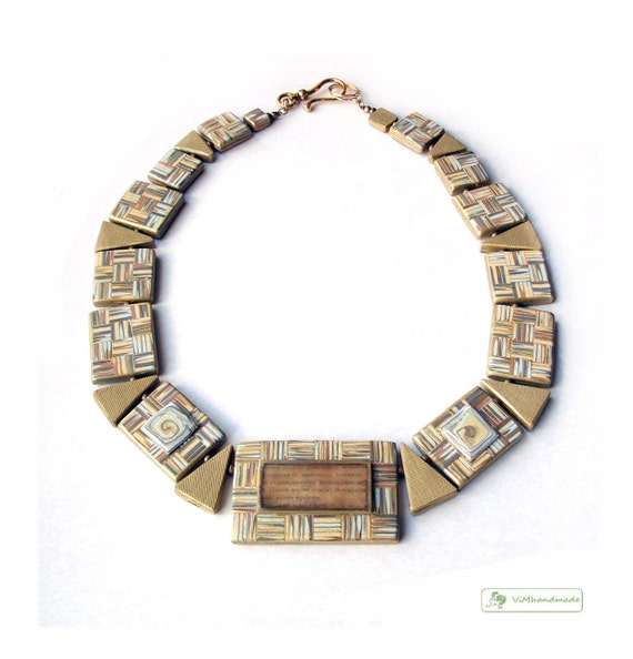 Items similar to Library Geometric Beads Polymer clay Necklace in