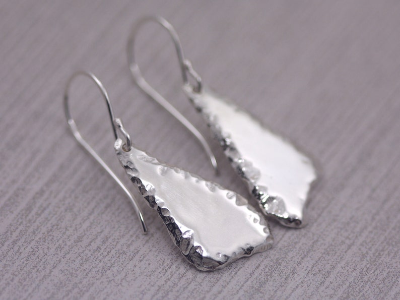 Organic Sterling Silver Earrings, Dangle Earrings, Gifts for Her, Organic Jewelry, Organic Earrings, Artisan Handcrafted Sterling Earrings image 3