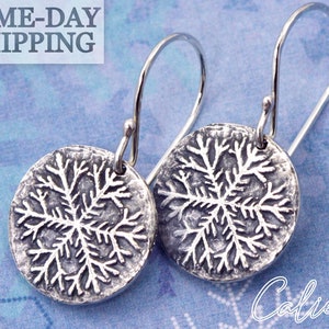 Artisan Sterling Silver Snowflake Earrings Unique Gifts for Her Gifts for Women Artisan Sterling Silver Earrings Snowflake Jewelry image 1