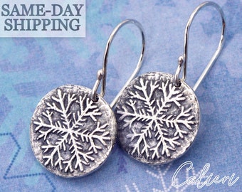 Artisan Sterling Silver Snowflake Earrings ~ Unique Gifts for Her ~ Gifts for Women ~ Artisan Sterling Silver Earrings ~ Snowflake Jewelry