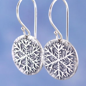 Artisan Sterling Silver Snowflake Earrings Unique Gifts for Her Gifts for Women Artisan Sterling Silver Earrings Snowflake Jewelry image 4