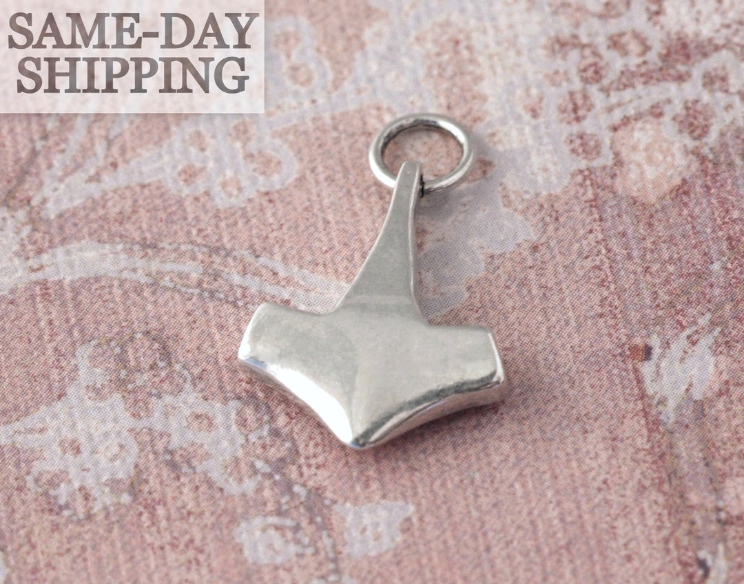 Tiny Sterling Silver Mjolnir Charm, Silver Mjolnir Necklace, Sterling