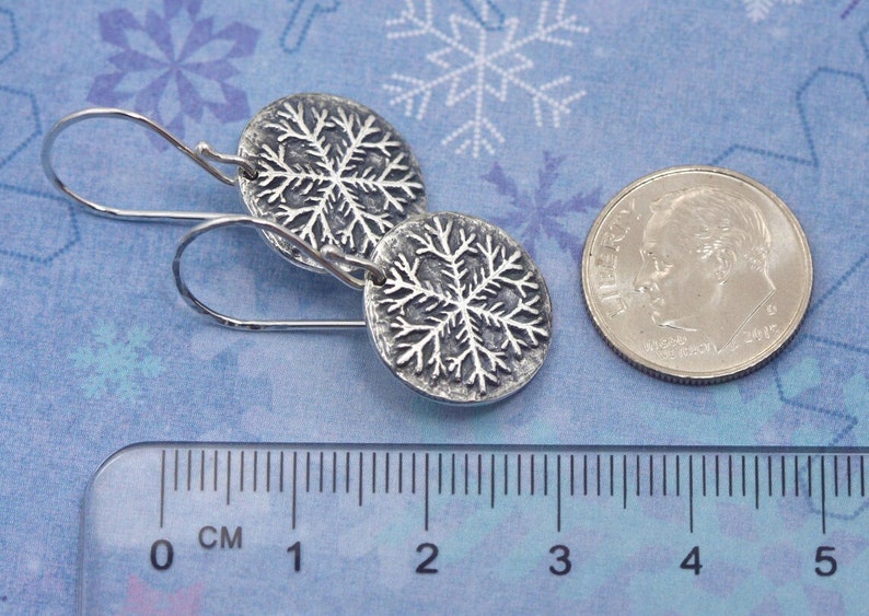 Artisan Sterling Silver Snowflake Earrings Unique Gifts for Her Gifts for Women Artisan Sterling Silver Earrings Snowflake Jewelry image 2