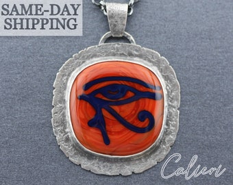 Eye of Horus ~ Artisan Sterling Silver Pendant Necklace ~ One-of-a-Kind Statement Necklace ~ Wearable Art ~ Calieri Artisan Jewelry Gifts