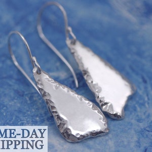 Organic Sterling Silver Earrings, Dangle Earrings, Gifts for Her, Organic Jewelry, Organic Earrings, Artisan Handcrafted Sterling Earrings image 1