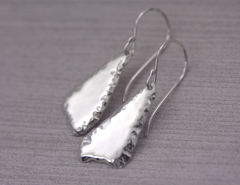 Organic Sterling Silver Earrings, Dangle Earrings, Gifts for Her, Organic Jewelry, Organic Earrings, Artisan Handcrafted Sterling Earrings image 4