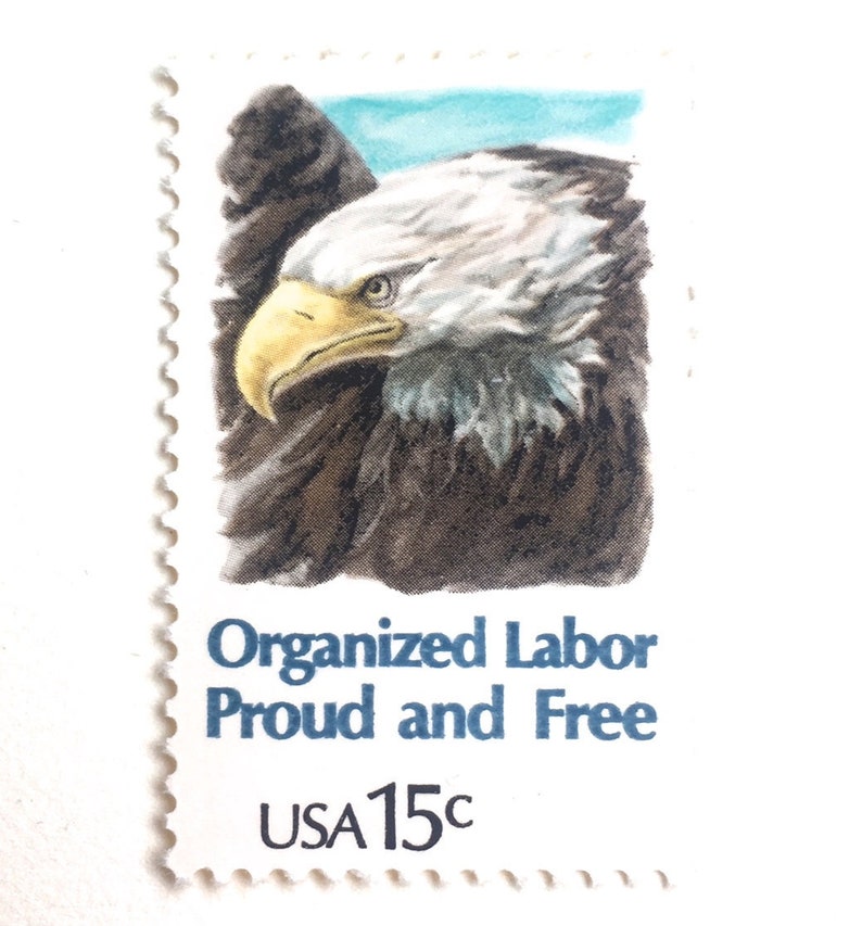 10 Vintage Bald Eagle Stamps 15 Cent Organized Labor Postage Etsy