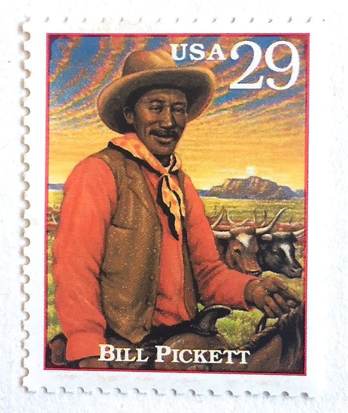 5 Vintage Black Cowboy Bill Pickett Postage Stamps // African | Etsy