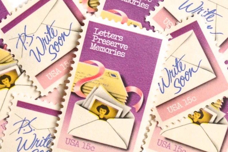 10 Vintage Postage Letter Writing Stamps Unused Letters Etsy