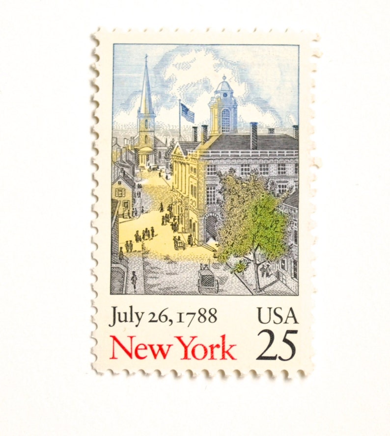 10 Vintage New York Postage Stamps // Issued 1988 // 25 Cent Etsy