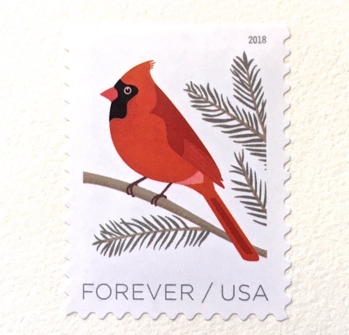 5 Cardinal Forever Stamps // Christmas Cardinal Postage Stamps Etsy