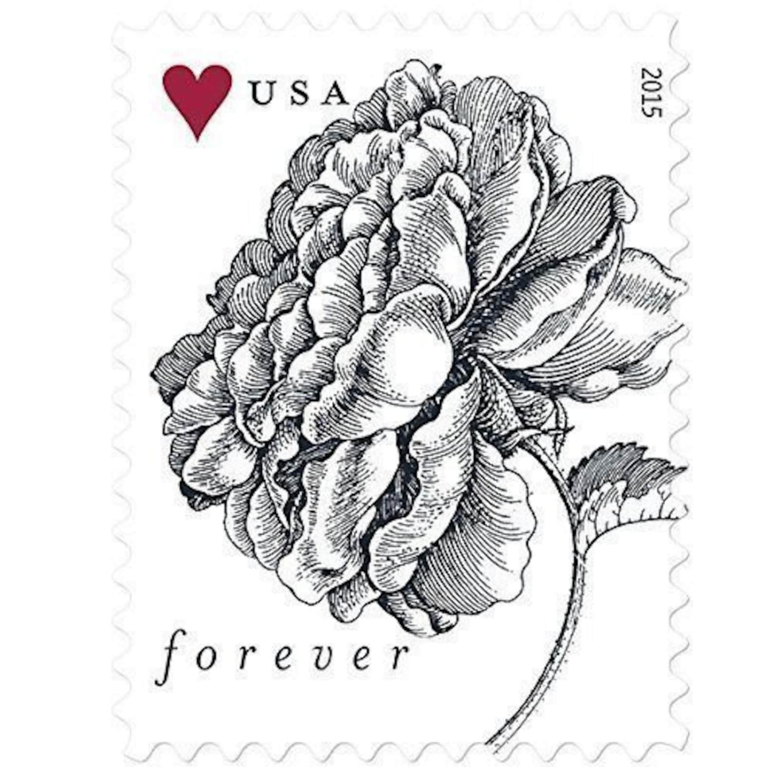 10 Vintage Rose Forever Wedding Postage Stamps Black and White Etsy