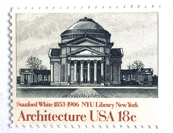10 Vintage New York City Postage Stamps Nyu Library New York University Black And White Nyc Architecture Stamps For Mailing