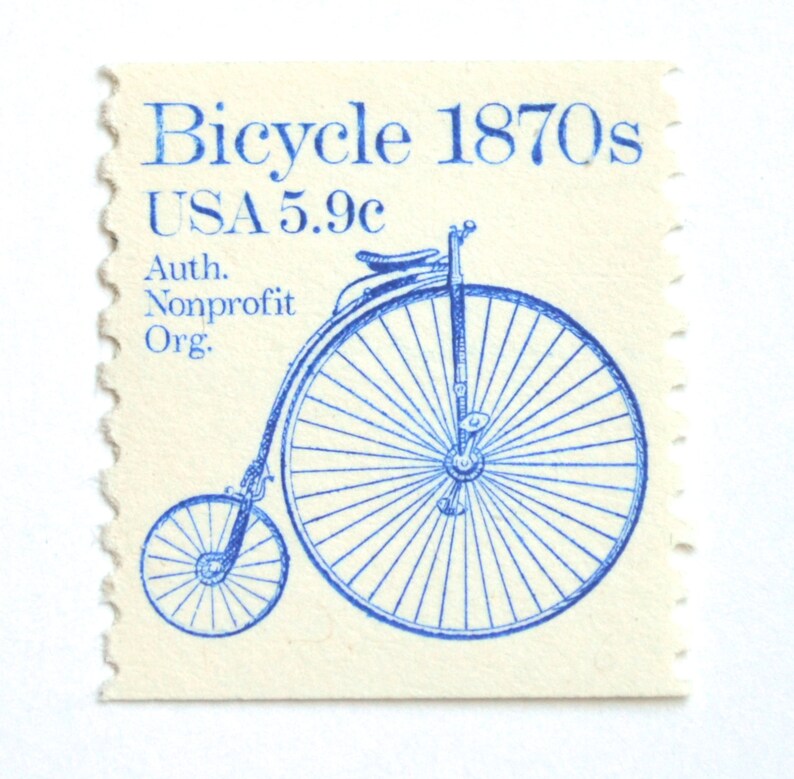 10 Vintage Bicycle Postage Stamps Unused Blue 1870s Blue Etsy