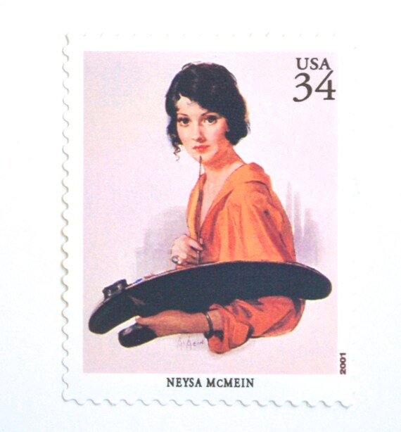 5 Unused Artist Postage Stamps 34 Cent American Illustrator Vintage Neysa McMein Print Stamps