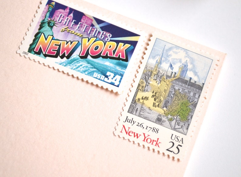 10 Vintage New York Postage Stamps // Issued 1988 // 25 Cent Etsy