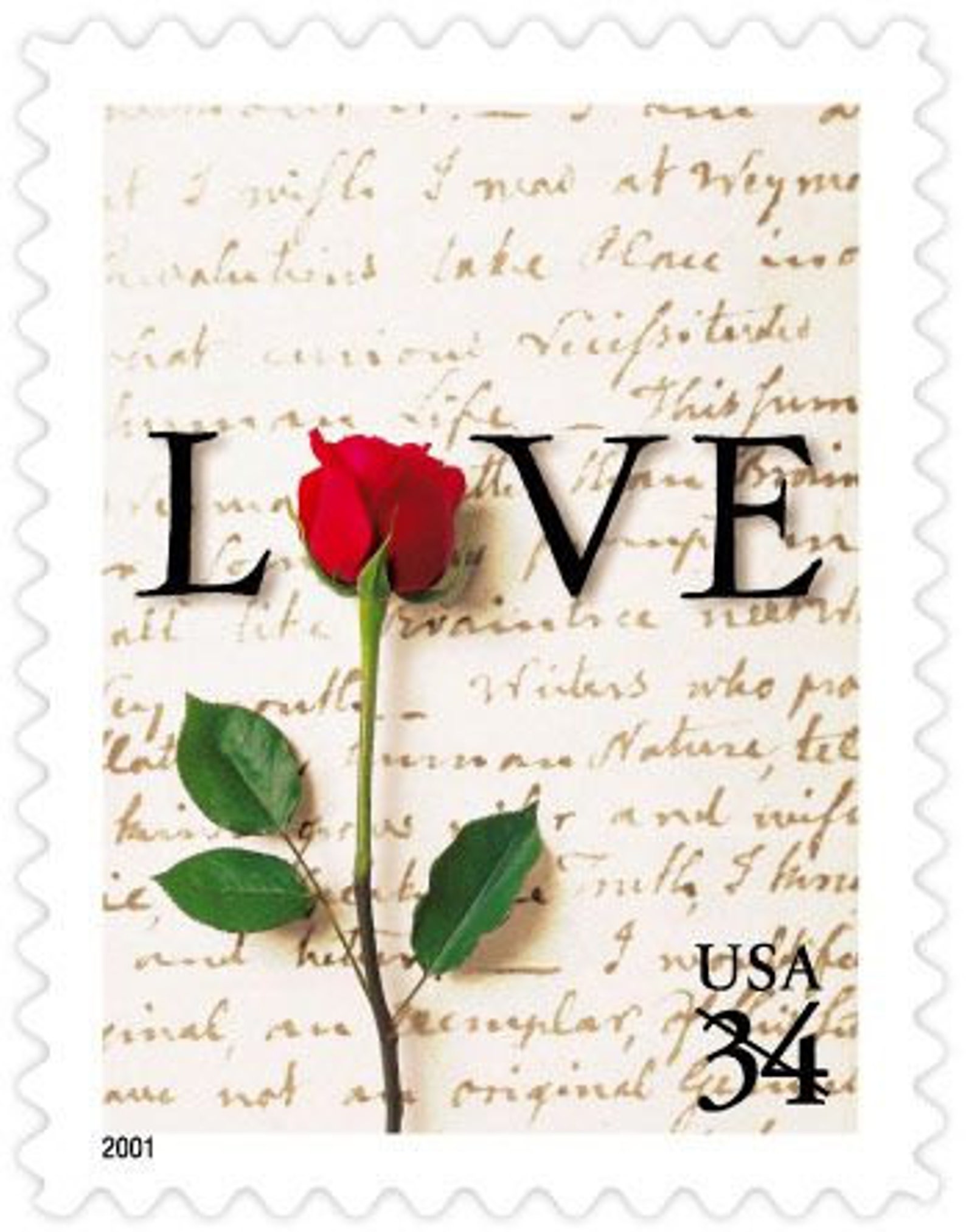 10 Red Rose Love Letter Postage Stamps Unused 34 Cent Vintage Etsy