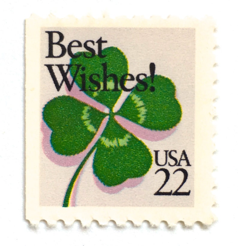 5 Four Leaf Clover Stamps // Best Wishes // Unused Vintage St. Etsy