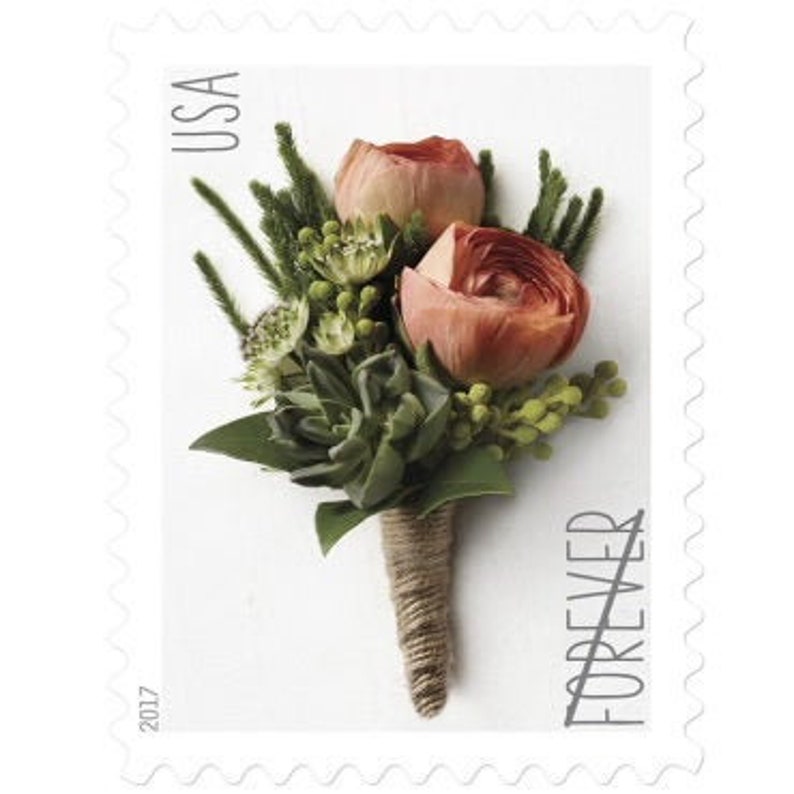 10 Pink Flower Forever Postage Stamps Unused Coral Botanical Etsy