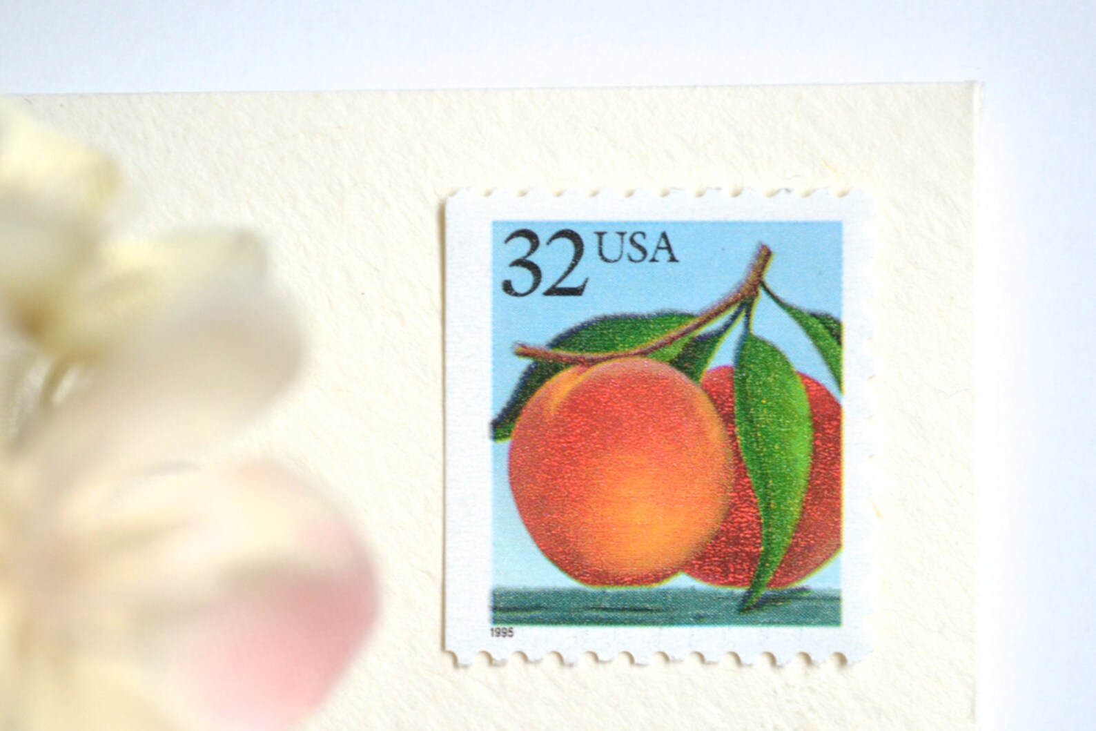 Peach Postage Stamps // 10 Unused Vintage Peach Stamps Etsy