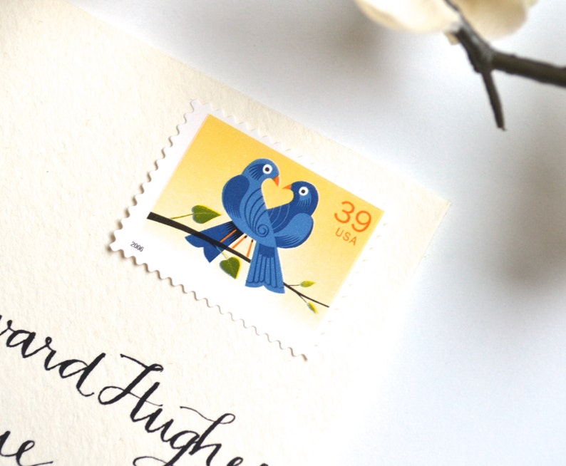 10 Love Birds Postage Stamps Unused Vintage Blue Bird Heart Etsy