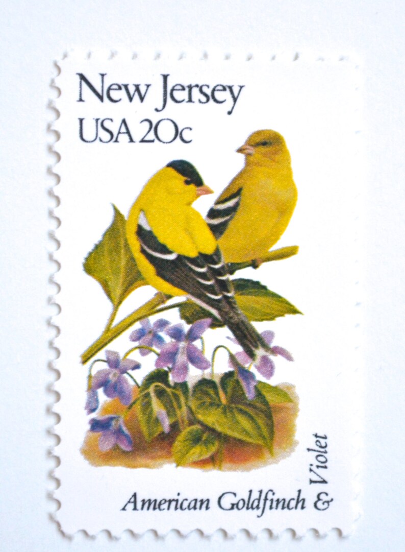 10 New Jersey Postage Stamps Vintage Unused American Goldfinch Etsy