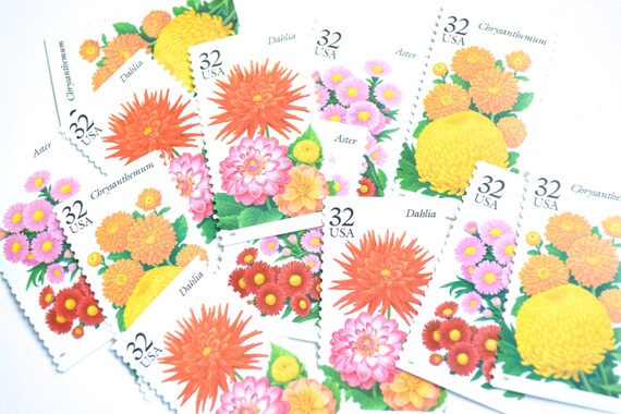 12 vintage flower stamps