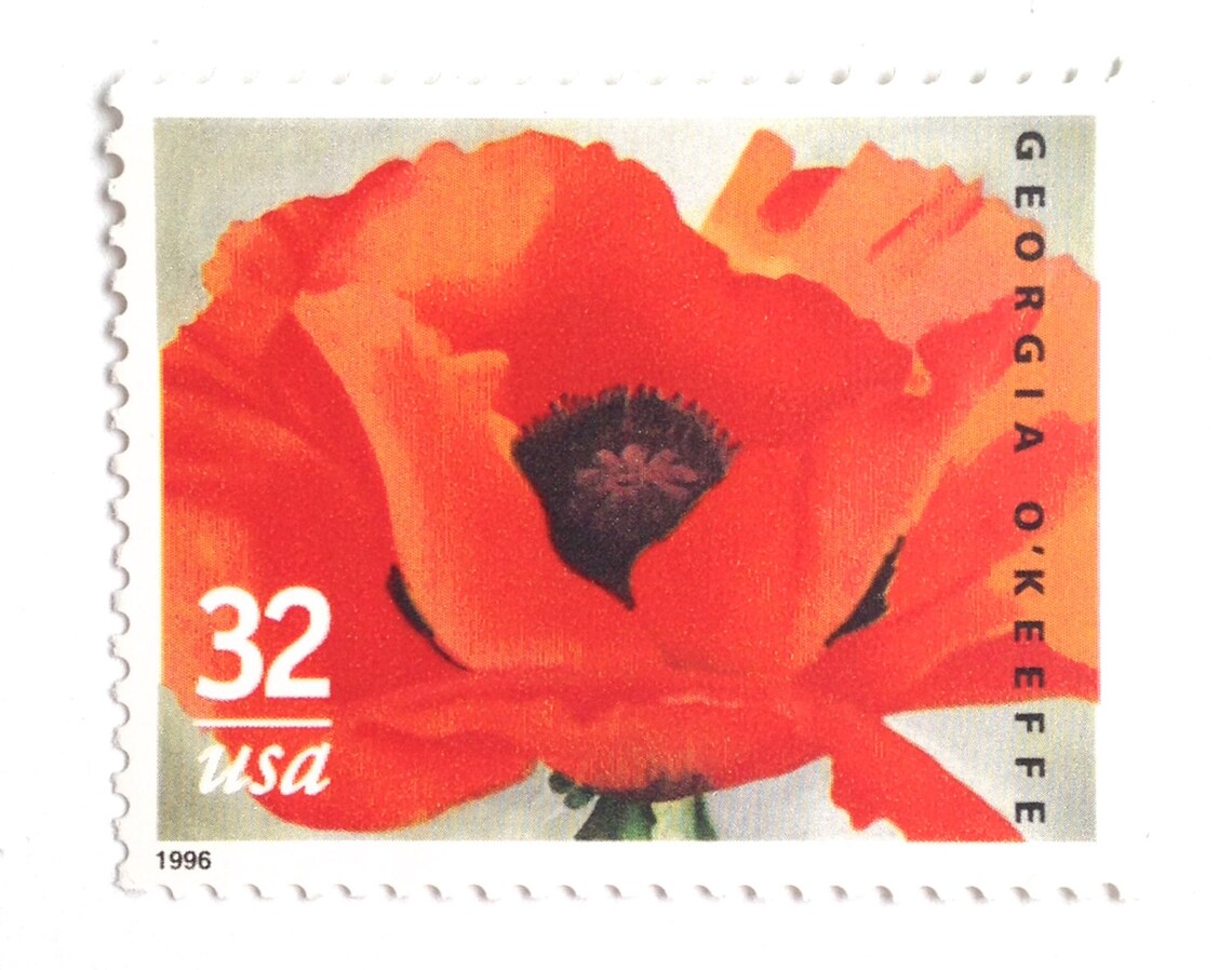 10 O'Keeffe Poppy Stamps Vintage Unused Red Poppy Etsy