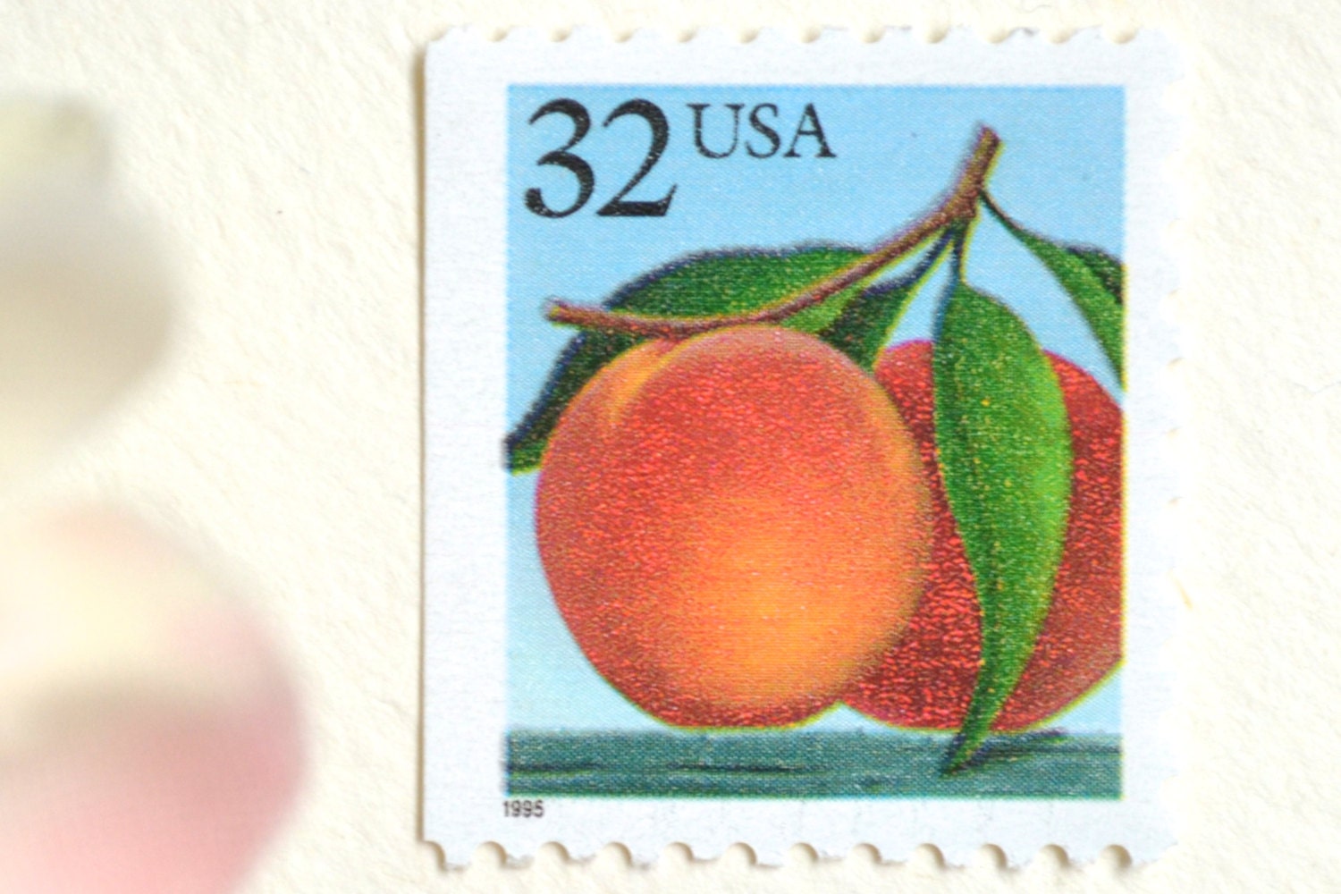 Peach Postage Stamps // 10 Unused Vintage Peach Stamps Etsy