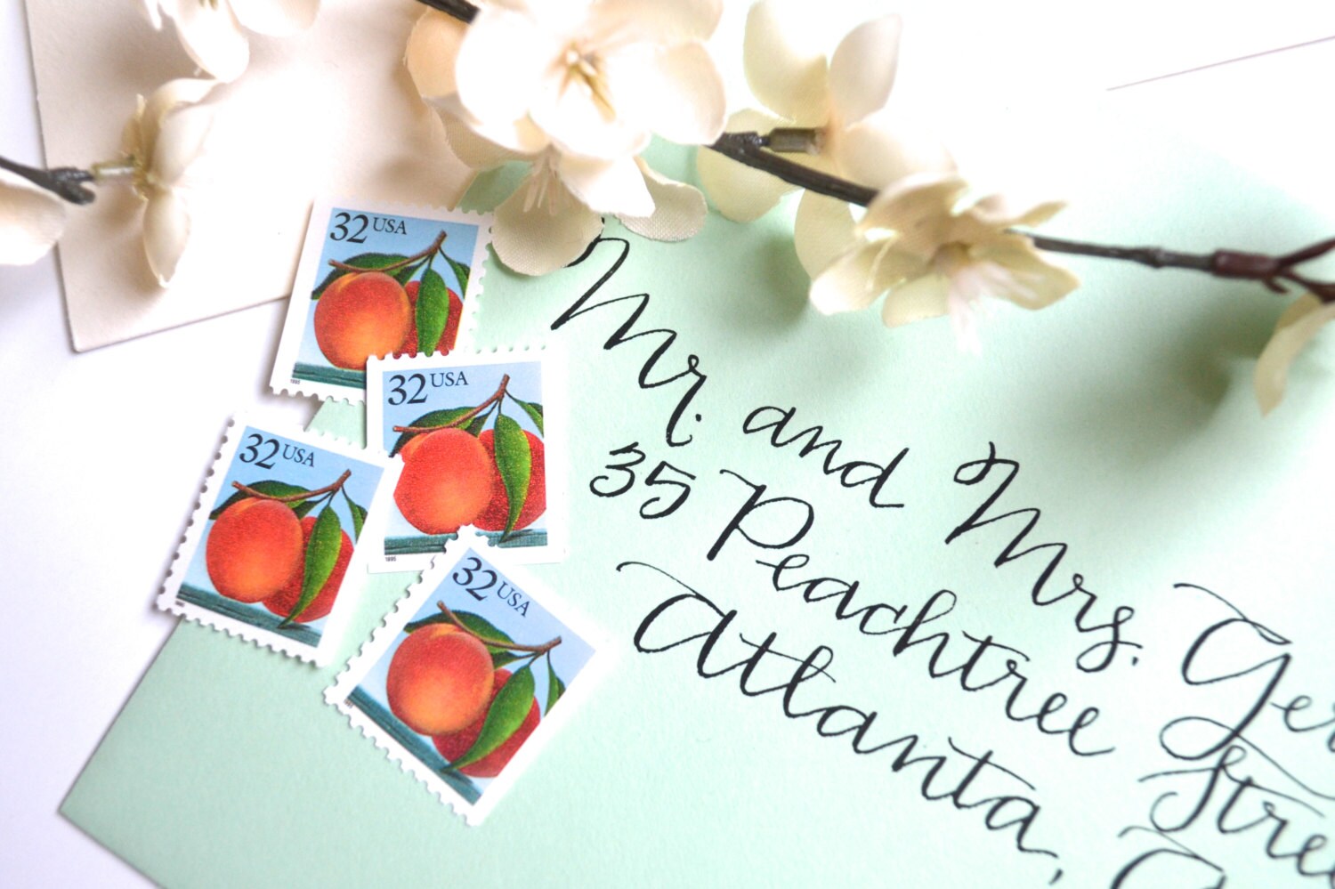 Peach Postage Stamps // 10 Unused Vintage Peach Stamps Etsy