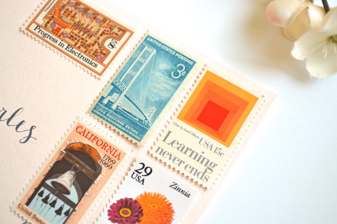 10 Vintage Electronics Postage Stamps Unused Progress in Etsy