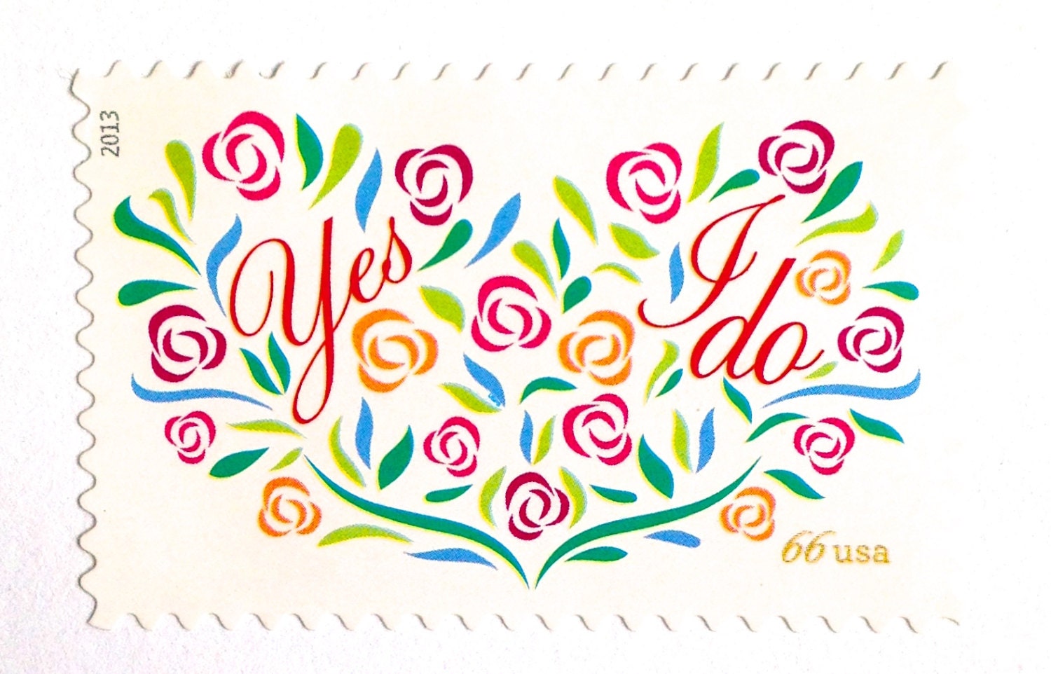 Unused 66 Cent Wedding Heart Stamps // Yes I Do // Floral Love Etsy