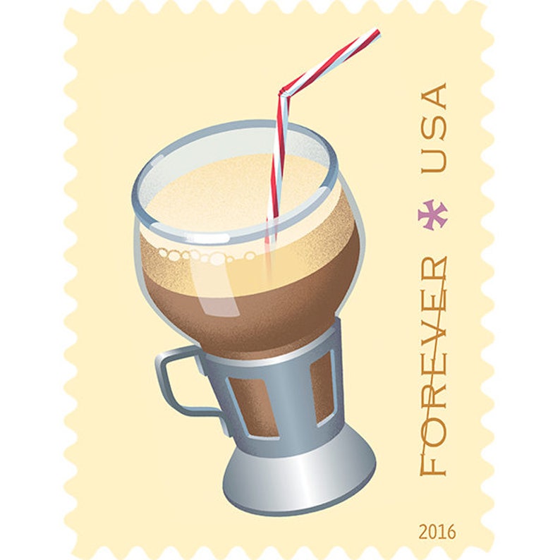 5 Unused Chocolate Malt Forever Postage Stamps Retro 50/'s Malt Shop Forever Stamps for Mailing