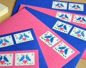 Love Bird Postage Stationery, Blue Bird Pink Heart Postal Love Letters