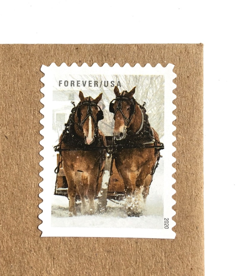 10 Forever Horse Stamps Christmas Sleigh Ride Holiday Horses Etsy