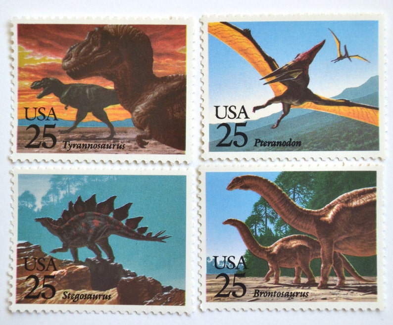 12 Dinosaur Postage Stamps Unused Vintage Dinosaurs 1989