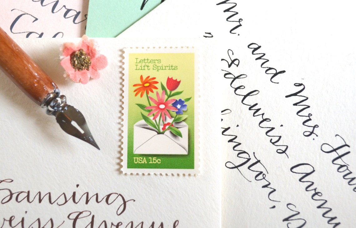 5 Vintage Postage Letter Writing Stamps Letters Lift Spirits Etsy
