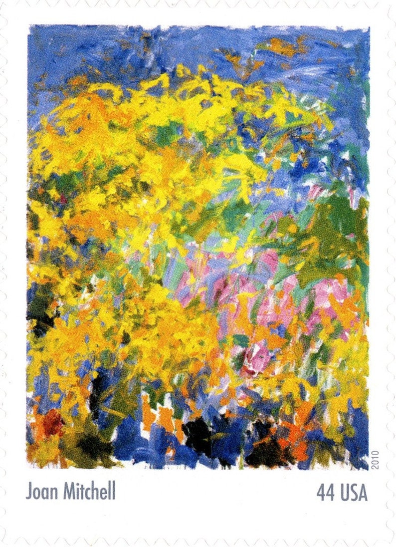 5 Modern Art Postage Stamps Artist Joan Mitchell Abstract Expressionist 44 Cent Spring Stamps for Mailing
