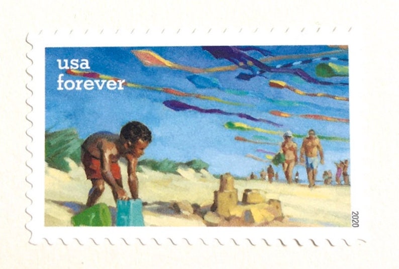 10 Ocean Beach Postage Stamps Seaside Sandcastle Forever | Etsy