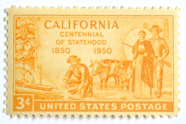 10 California Postage Stamps Vintage Unused 3 Cent Yellow 1950 Etsy